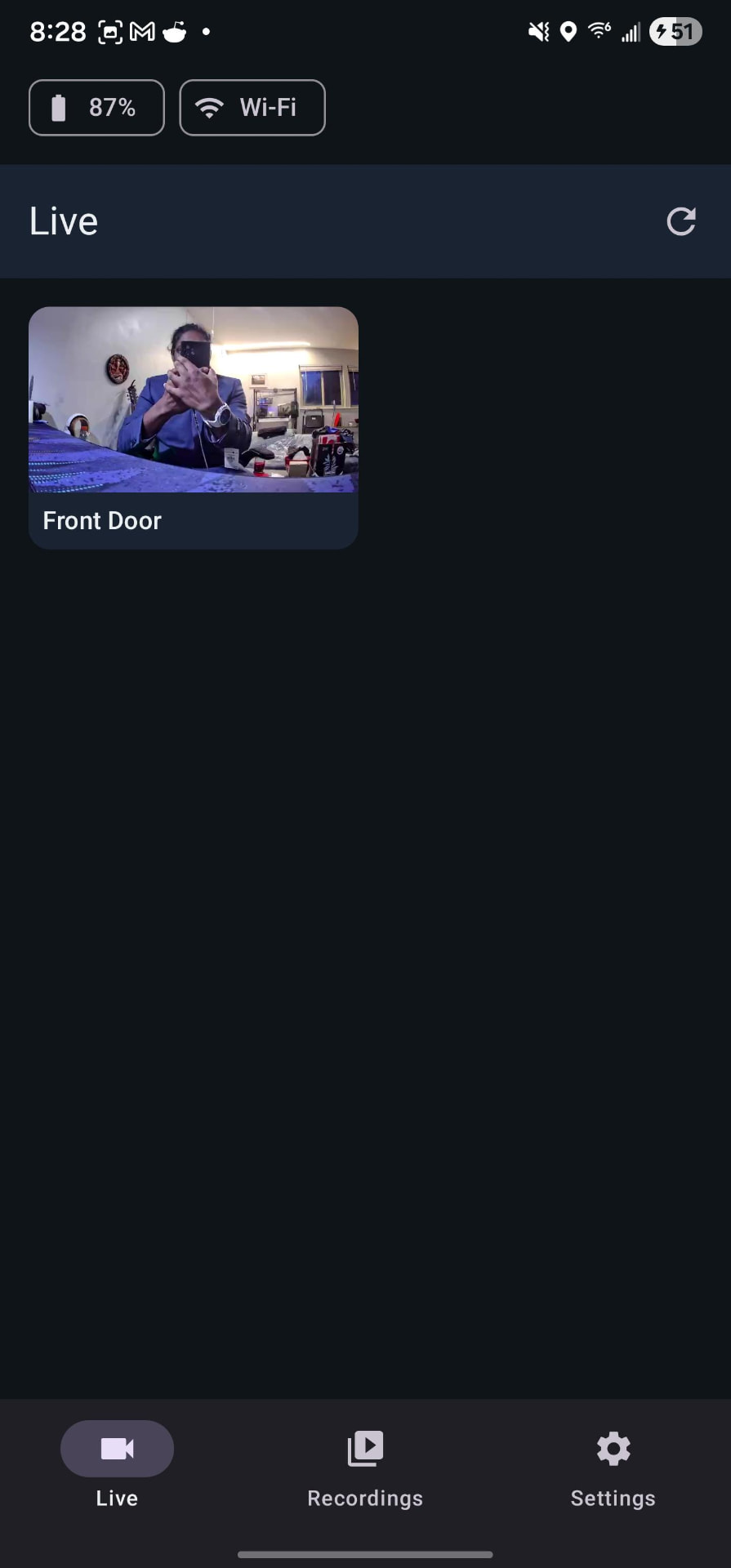 Live camera grid in the EspialNVR app